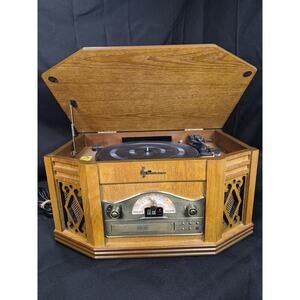 Emerson NR303TT Player CD Tape Phono AM/FM Radio Wood Case Retro Works Perfect